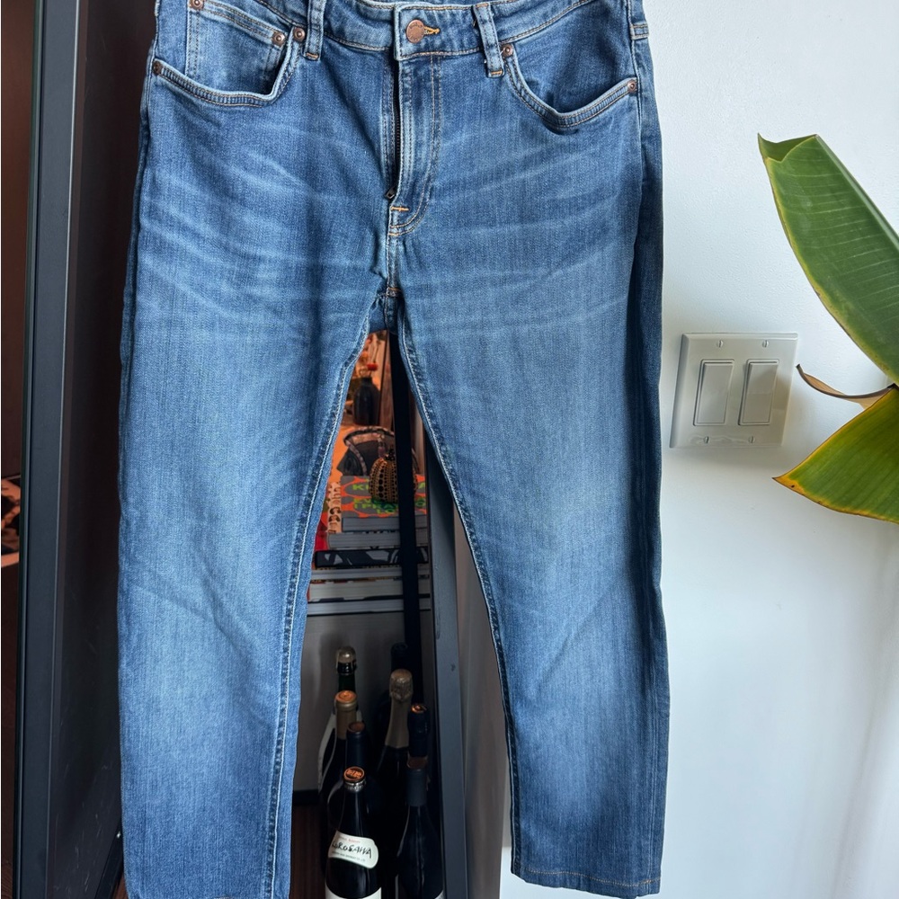 Nudie Jeans Skinny Lin Dark Blue Navy Size 34 Waist